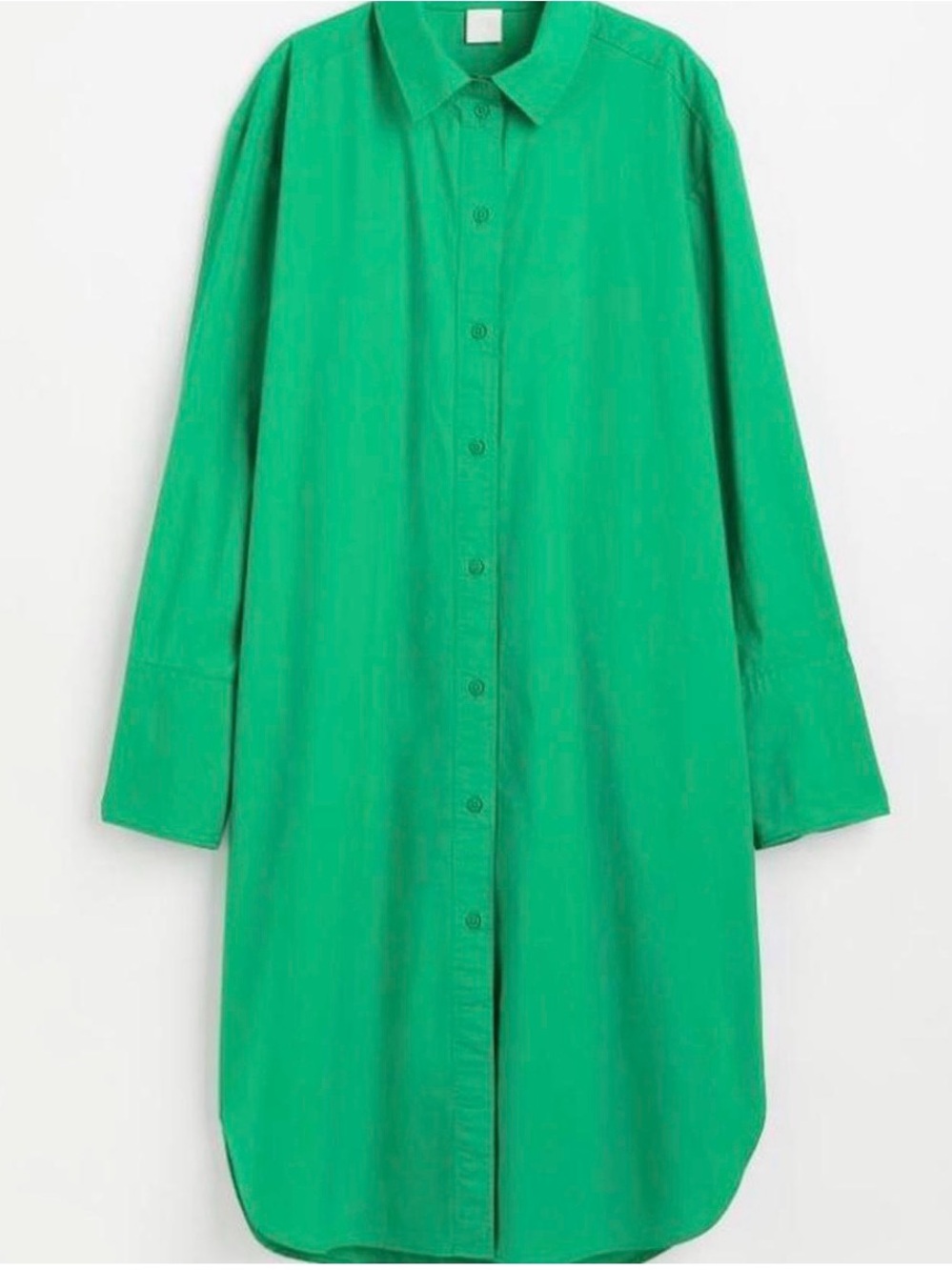 NWT! H&M Bright Green Button-Front Shirt Dress